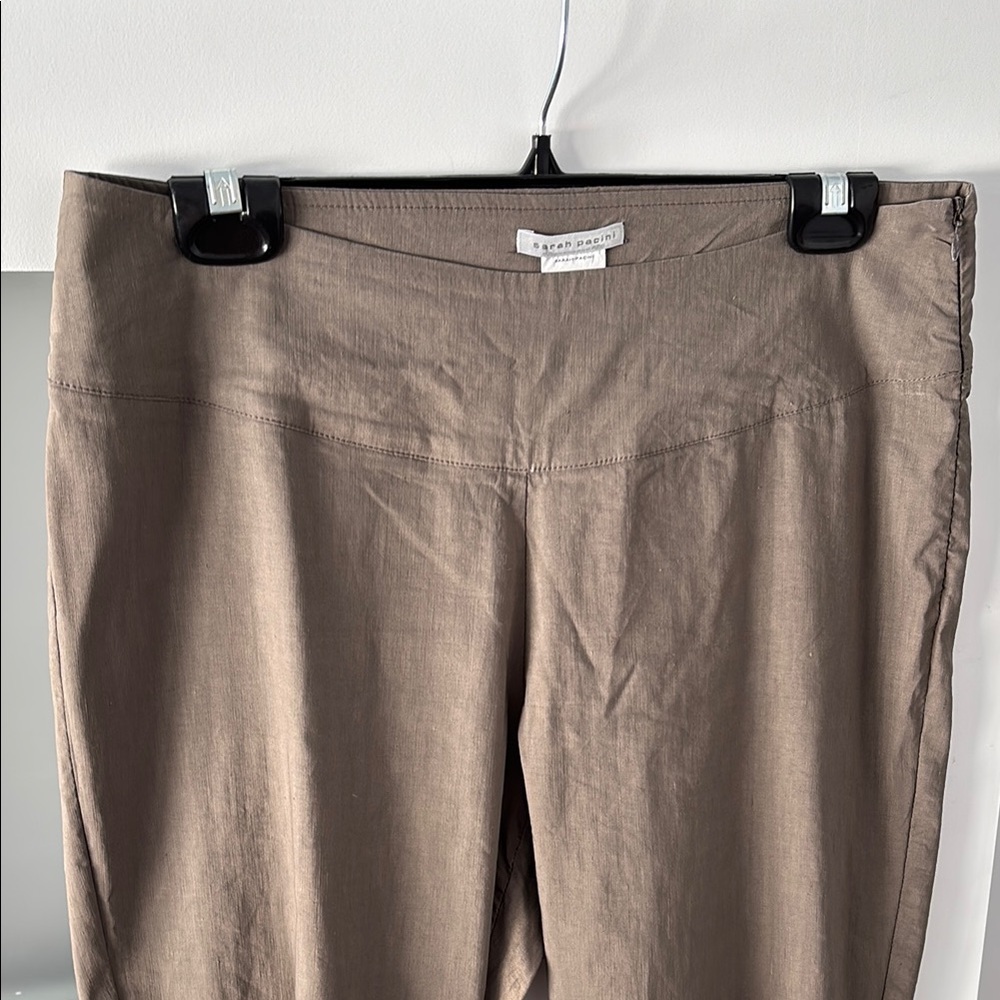 Sarah Pacini Taupe Linen  Pants
